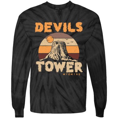 Devil's Tower Wyoming Hiking Camping Mountains Meaningful Gift Tie-Dye Long Sleeve Shirt