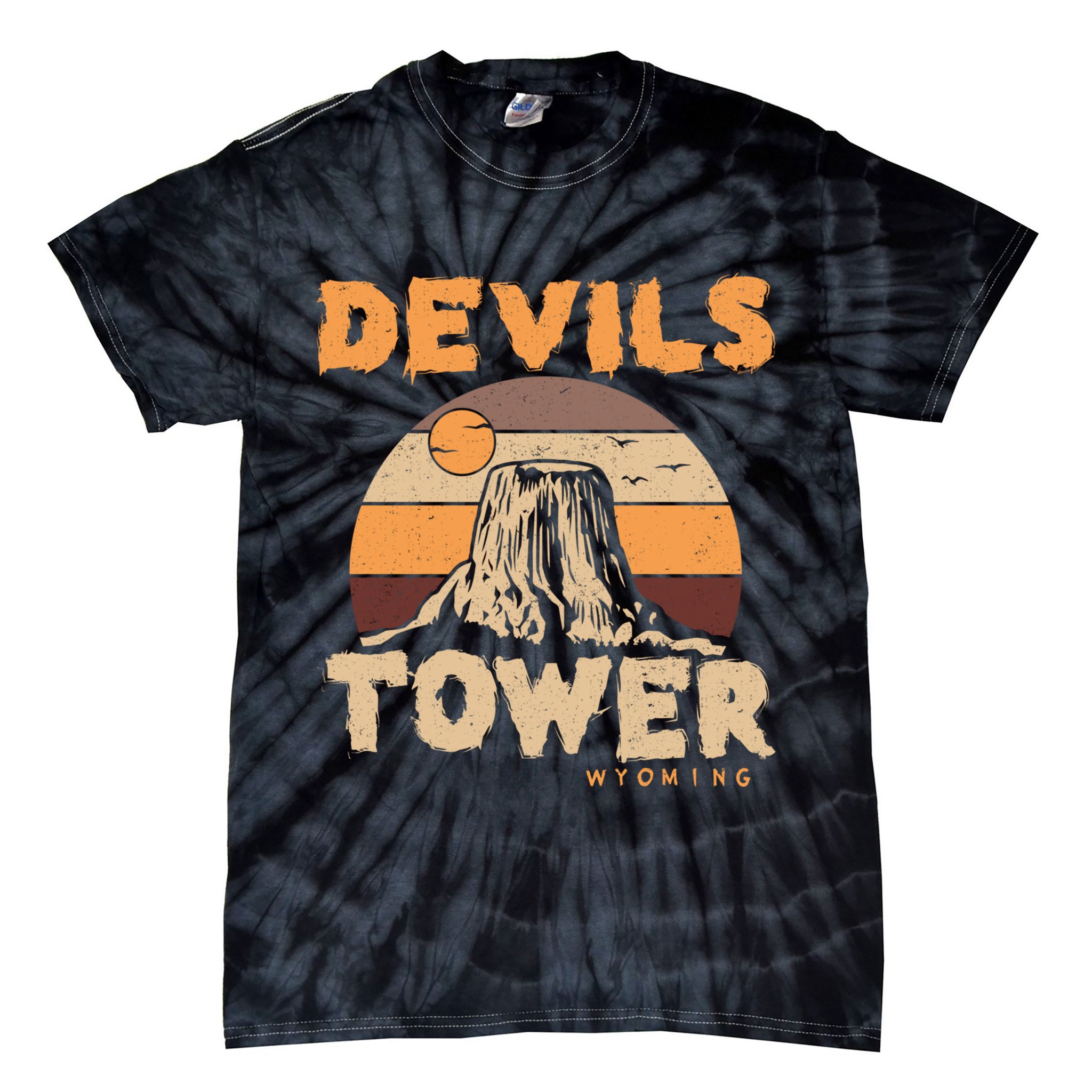 Devil's Tower Wyoming Hiking Camping Mountains Meaningful Gift Tie-Dye T-Shirt