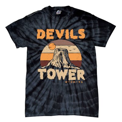 Devil's Tower Wyoming Hiking Camping Mountains Meaningful Gift Tie-Dye T-Shirt