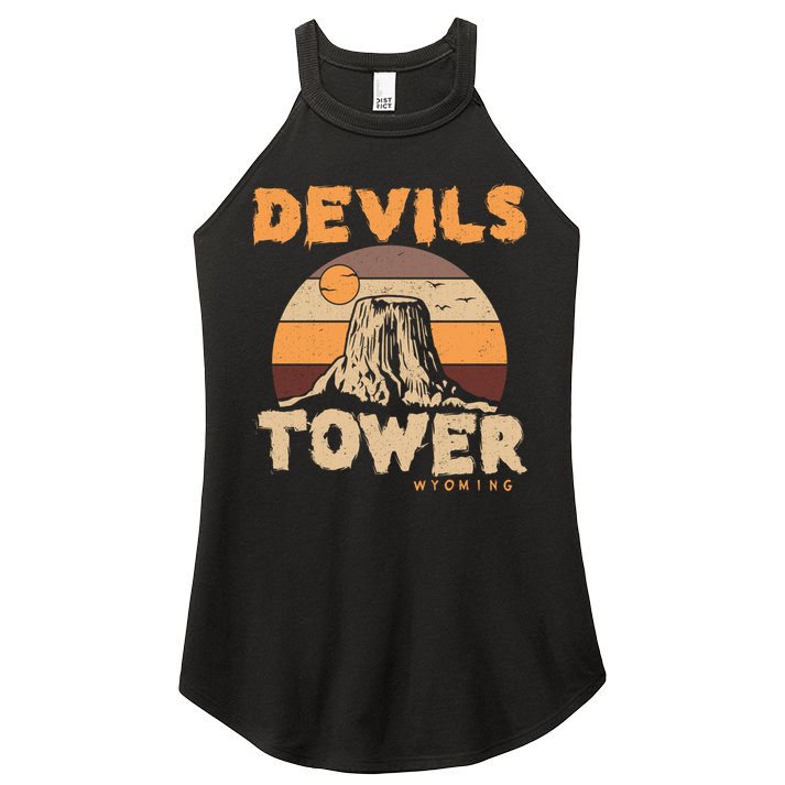 Devil's Tower Wyoming Hiking Camping Mountains Meaningful Gift Women's Perfect Tri Rocker Tank