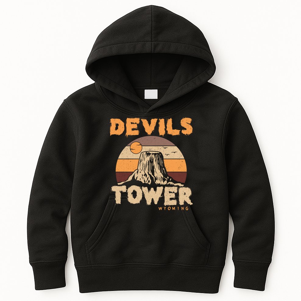 Devil's Tower Wyoming Hiking Camping Mountains Meaningful Gift Kids Hoodie