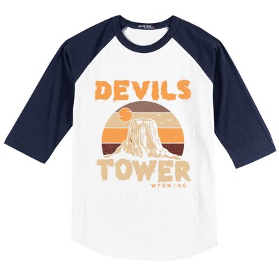 Devil's Tower Wyoming Hiking Camping Mountains Meaningful Gift Baseball Sleeve Shirt