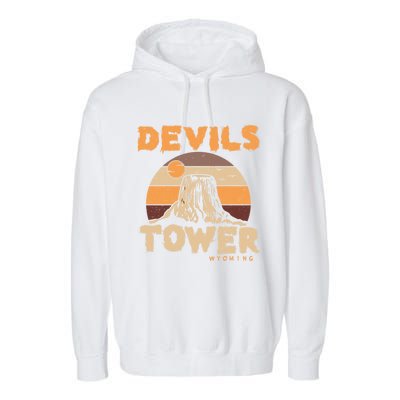 Devil's Tower Wyoming Hiking Camping Mountains Meaningful Gift Garment-Dyed Fleece Hoodie