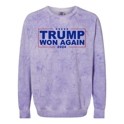 Donald Trump Won Again 2024 President Colorblast Crewneck Sweatshirt