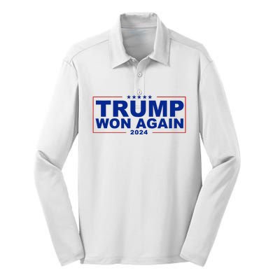 Donald Trump Won Again 2024 President Silk Touch Performance Long Sleeve Polo