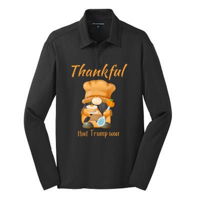 Donald Trump Won Thanksgiving Thankful Election 2024 Silk Touch Performance Long Sleeve Polo