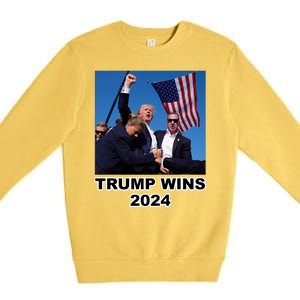 Donald Trump Wins 2024 Election Gun Shot Fired At Rally Premium Crewneck Sweatshirt