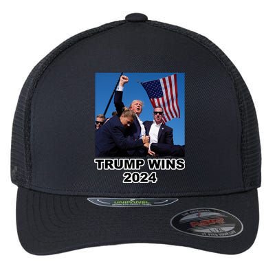 Donald Trump Wins 2024 Election Gun Shot Fired At Rally Flexfit Unipanel Trucker Cap