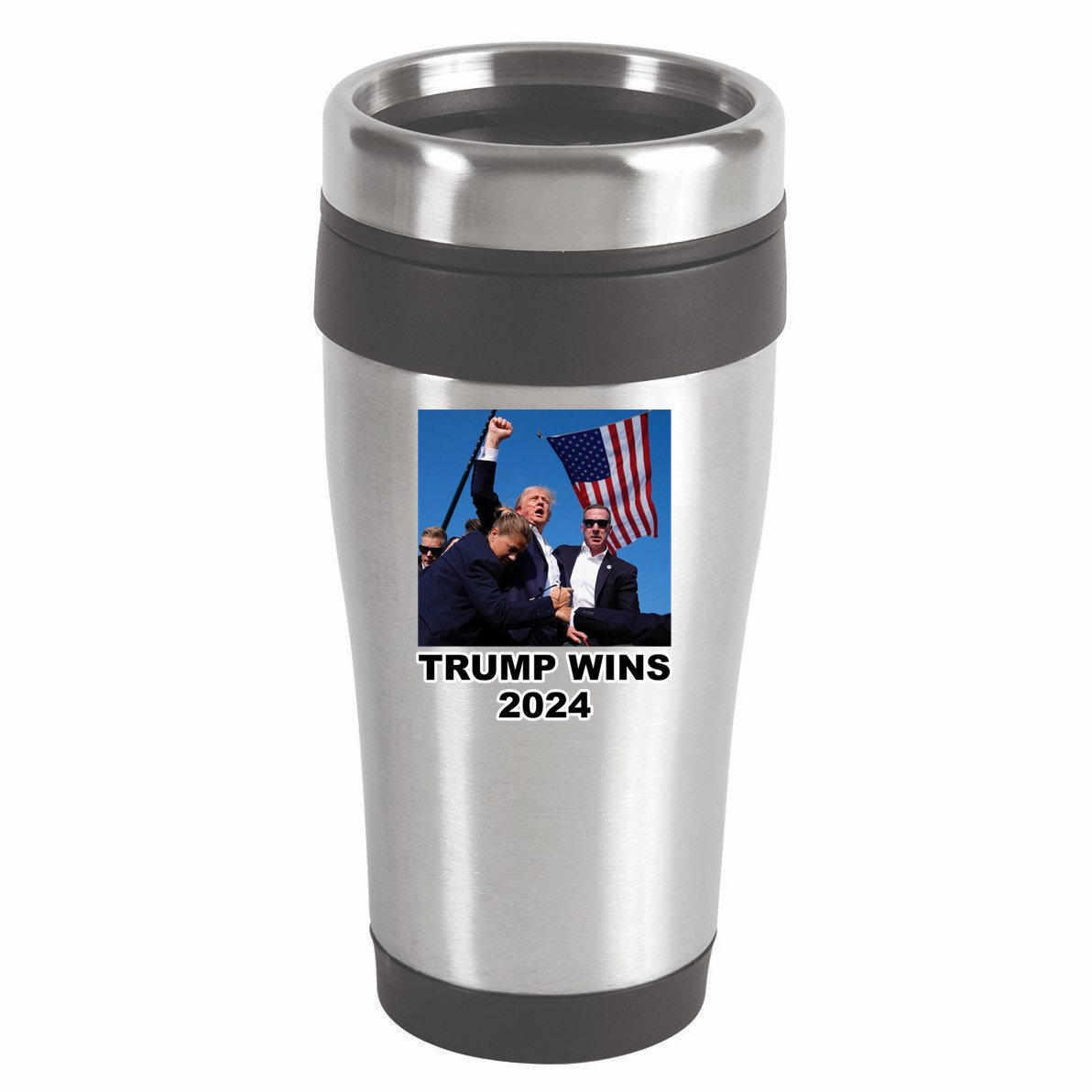 Donald Trump Wins 2024 Election Gun Shot Fired At Rally 16oz Travel Tumbler