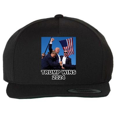 Donald Trump Wins 2024 Election Gun Shot Fired At Rally Wool Snapback Cap