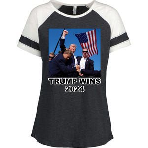 Donald Trump Wins 2024 Election Gun Shot Fired At Rally Enza Ladies Jersey Colorblock Tee