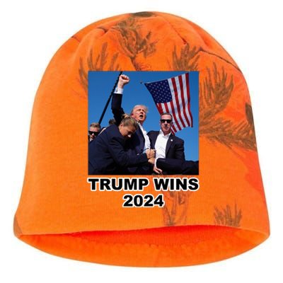 Donald Trump Wins 2024 Election Gun Shot Fired At Rally Kati - Camo Knit Beanie