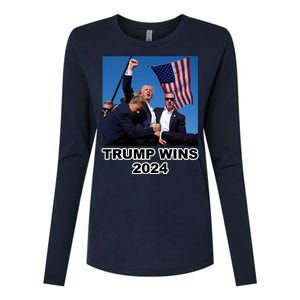 Donald Trump Wins 2024 Election Gun Shot Fired At Rally Womens Cotton Relaxed Long Sleeve T-Shirt