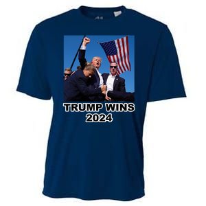 Donald Trump Wins 2024 Election Gun Shot Fired At Rally Cooling Performance Crew T-Shirt