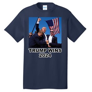 Donald Trump Wins 2024 Election Gun Shot Fired At Rally Tall T-Shirt