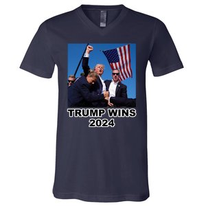 Donald Trump Wins 2024 Election Gun Shot Fired At Rally V-Neck T-Shirt