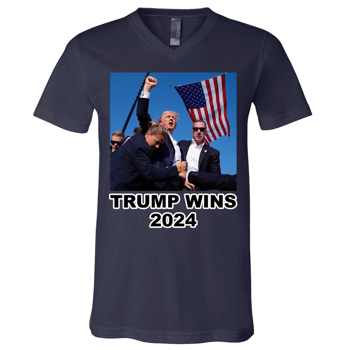 Donald Trump Wins 2024 Election Gun Shot Fired At Rally V-Neck T-Shirt