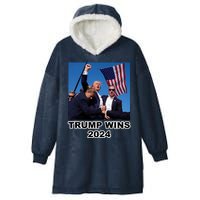 Donald Trump Wins 2024 Election Gun Shot Fired At Rally Hooded Wearable Blanket