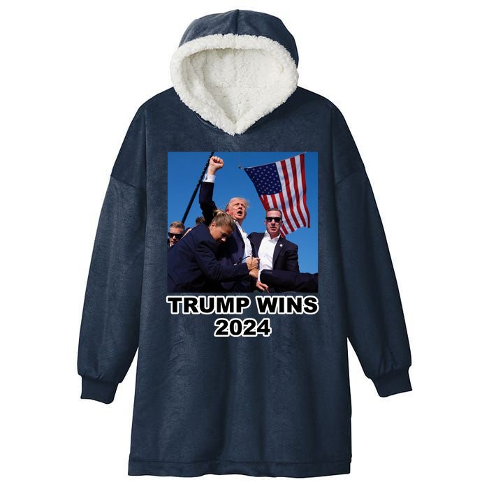 Donald Trump Wins 2024 Election Gun Shot Fired At Rally Hooded Wearable Blanket