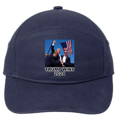 Donald Trump Wins 2024 Election Gun Shot Fired At Rally 7-Panel Snapback Hat