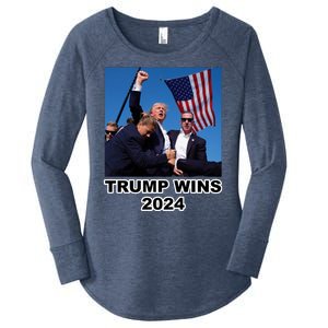 Donald Trump Wins 2024 Election Gun Shot Fired At Rally Women's Perfect Tri Tunic Long Sleeve Shirt