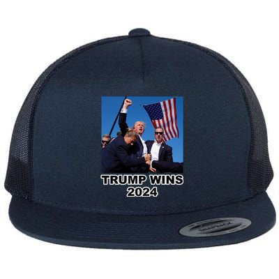 Donald Trump Wins 2024 Election Gun Shot Fired At Rally Flat Bill Trucker Hat