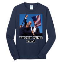 Donald Trump Wins 2024 Election Gun Shot Fired At Rally Tall Long Sleeve T-Shirt