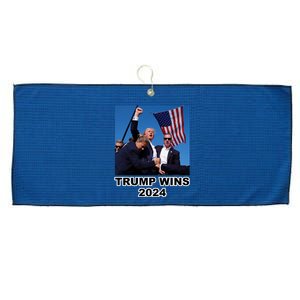 Donald Trump Wins 2024 Election Gun Shot Fired At Rally Large Microfiber Waffle Golf Towel