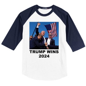 Donald Trump Wins 2024 Election Gun Shot Fired At Rally Baseball Sleeve Shirt