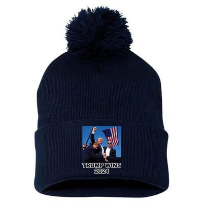 Donald Trump Wins 2024 Election Gun Shot Fired At Rally Pom Pom 12in Knit Beanie