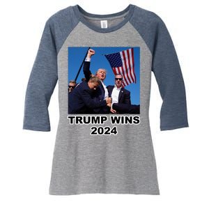 Donald Trump Wins 2024 Election Gun Shot Fired At Rally Women's Tri-Blend 3/4-Sleeve Raglan Shirt