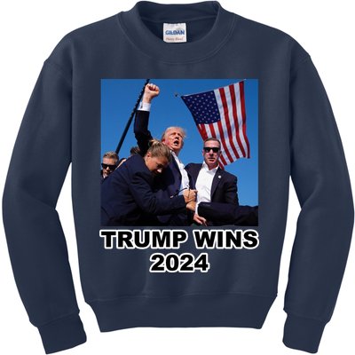 Donald Trump Wins 2024 Election Gun Shot Fired At Rally Kids Sweatshirt