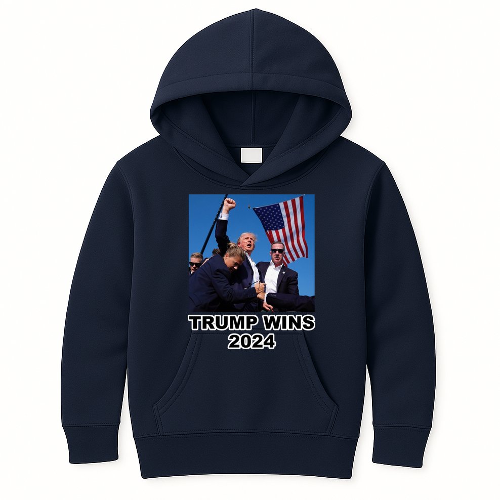 Donald Trump Wins 2024 Election Gun Shot Fired At Rally Kids Hoodie