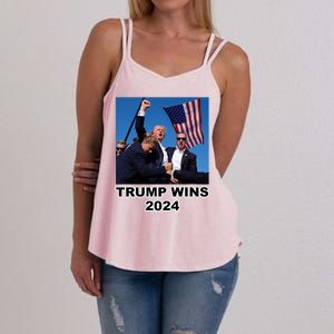 Donald Trump Wins 2024 Election Gun Shot Fired At Rally Women's Strappy Tank