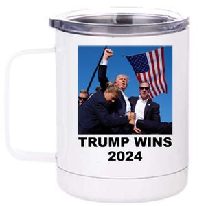 Donald Trump Wins 2024 Election Gun Shot Fired At Rally 12 oz Stainless Steel Tumbler Cup