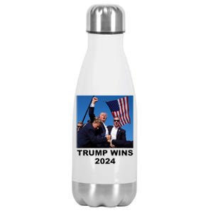 Donald Trump Wins 2024 Election Gun Shot Fired At Rally Stainless Steel Insulated Water Bottle