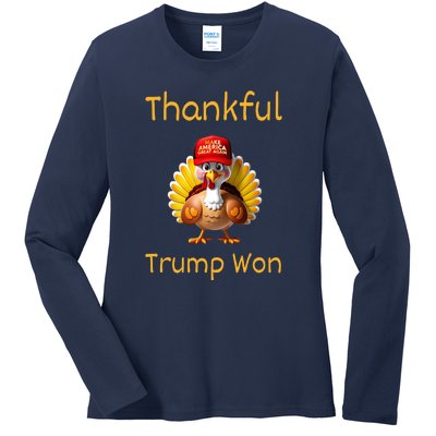 Donald Trump Won Thanksgiving Thankful Ladies Long Sleeve Shirt