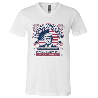 Donald Trump Wins 47th President 2024 Potus Inauguration V-Neck T-Shirt