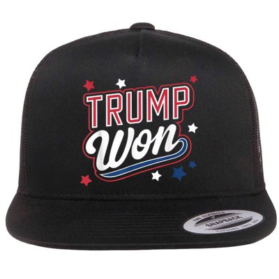 Donald Trump Won 2024 Election Republican Win Trump Won 2024 Flat Bill Trucker Hat