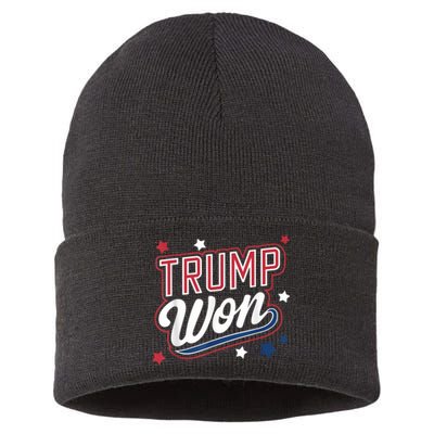 Donald Trump Won 2024 Election Republican Win Trump Won 2024 Sustainable Knit Beanie