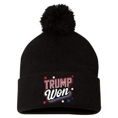 Donald Trump Won 2024 Election Republican Win Trump Won 2024 Pom Pom 12in Knit Beanie