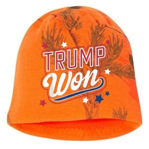 Donald Trump Won 2024 Election Republican Win Trump Won 2024 Kati - Camo Knit Beanie