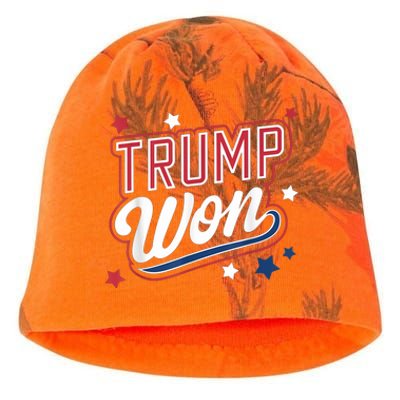 Donald Trump Won 2024 Election Republican Win Trump Won 2024 Kati - Camo Knit Beanie