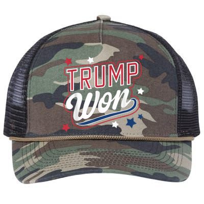 Donald Trump Won 2024 Election Republican Win Trump Won 2024 Retro Rope Trucker Hat Cap