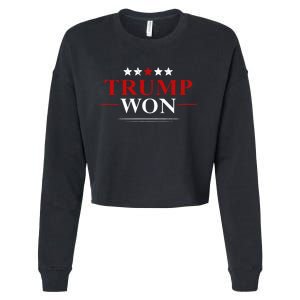 Donald Trump Won In The Election American Flag Trump 2024 Pro President Trump Cropped Pullover Crew