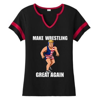 Donald Trump Wrestling Gift Ladies Halftime Notch Neck Tee