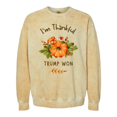 Donald Trump Won Thanksgiving Thankful Election 2024 Colorblast Crewneck Sweatshirt