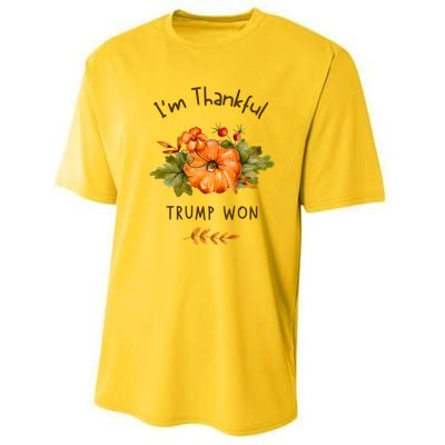 Donald Trump Won Thanksgiving Thankful Election 2024 Performance Sprint T-Shirt