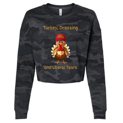 Donald Trump Won Thanksgiving Turkey Dressing Liberal Tears Cropped Pullover Crew