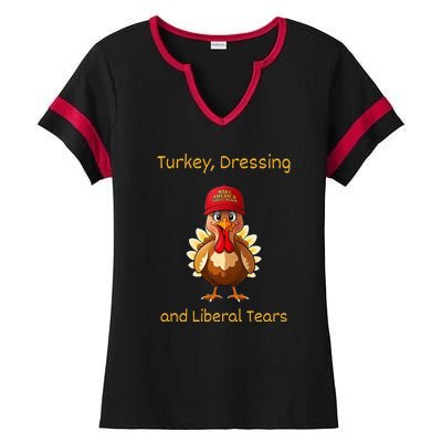 Donald Trump Won Thanksgiving Turkey Dressing Liberal Tears Ladies Halftime Notch Neck Tee